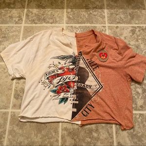 Split Cropped Tee Large